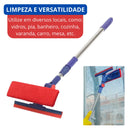 Rodo limpa-vidros extensível 2 em 1 com esponja